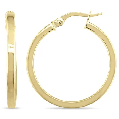 Square Band Hoop Earrings In 10k Yellow Gold