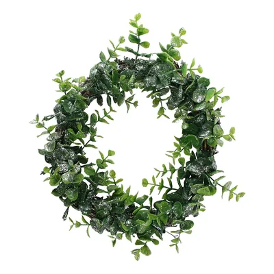 Sparkling Silver And Green Grass Decorative Artificial Christmas Wreath - 8.75-inch, Unlit