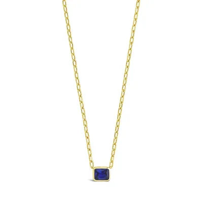 Sapphire Cushion-cut Bezel Pendant Necklace