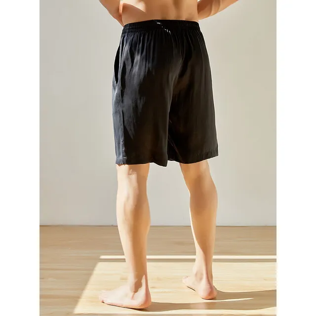 Black Sueded Pure Mulberry Silk Men's Shorts | Mid Waist | 19 Momme Sueded  Silk Charmeuse