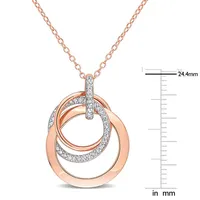 1/5 Ct Tw Diamond Triple Circle Pendant With Chain In Rose Plated Sterling Silver
