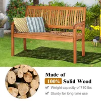 50'' Two Person Outdoor Garden Bench Loveseat Porch Chair Solid Wood W/armrest