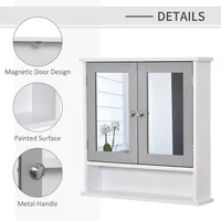 Wall Mounted Mirror Cabinet W/ Mirror Doors Adjustable Shelf