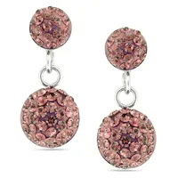 Sterling Silver 18" Checkerboard Lilac Cz Pendant Earrings Set