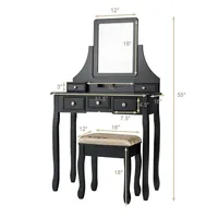 Vanity Set W/5 Drawers &removable Box Makeup Dressing Table And Stool Set