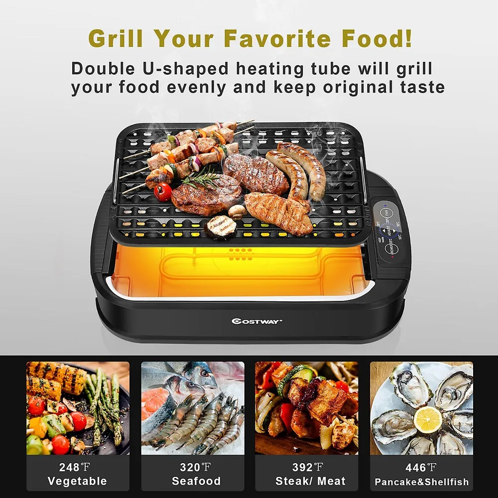 Techwood 1500W Smokeless Electric Grill with Non-Stick Grill Plates,In