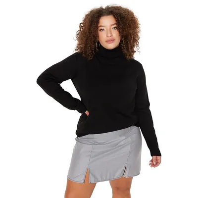 Women Plus Regular Fit Basic Crew Neck Knitwear Sweater
