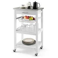 Rolling Kitchen Trolley Cart Stainless Steel Tabletop W/storage Basket &drawers