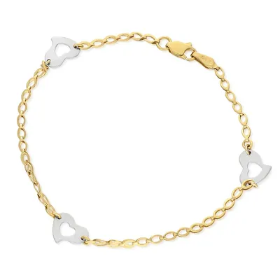 10kt Yellow Gold With White Gold Heart Bracelet