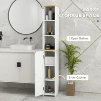 Slim Bathroom Storage Cabinet With Adjustable Shelf White