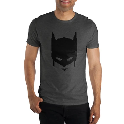 Dc Comics Batman Pixilated Mask Grey T-shirt