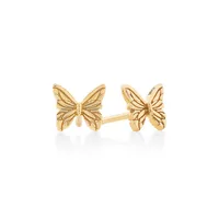 Butterfly Stud Earrings In 10kt Yellow Gold