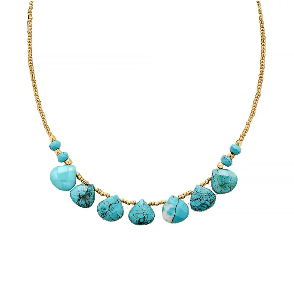 Handmade Teardrop Turquoise Gemstone Collar Necklace