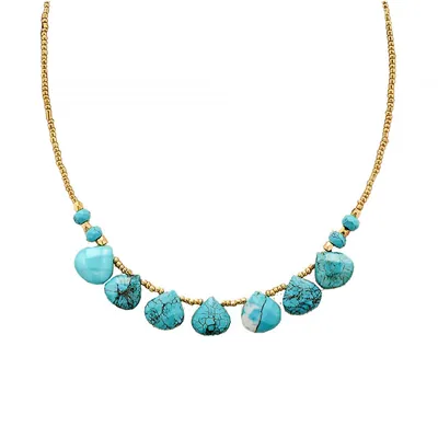 Handmade Teardrop Turquoise Gemstone Collar Necklace