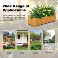 Wooden Rectangular Planter Box Raised Garden Bed For Plants With 4 Corner Drainage