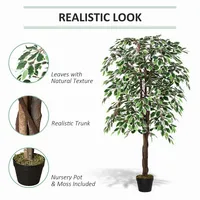 Potted Artificial Plants Ficus Tree For Home Decor, 5.3ft