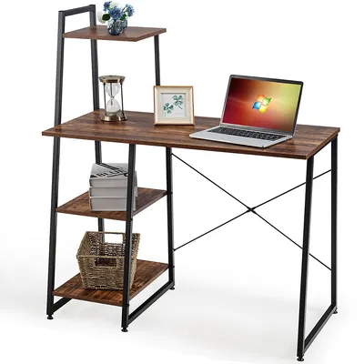Computer Desk With Shelves Study Writing Workstation Bookshelf