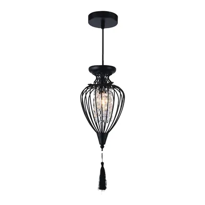 1 Light Pendant, 9.1'' Width, From The Queensdown Collection, Black