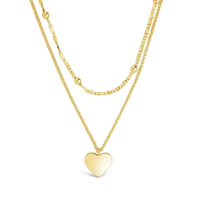Beaded Chain & Heart Charm Layered Necklace