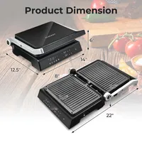 Electric Panini Press Grill Sandwich Maker With Led Display & Removable Drip Tray
