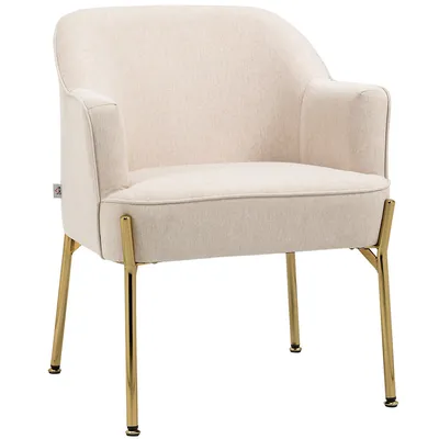 Fabric Accent Chair Armchair W/ Gold Metal Legs For Bedroom