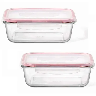 Set Of 2 Airtight And Leakproof Glass Containers