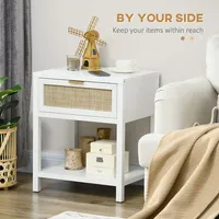 Bedside Table, Farmhouse Nightstand With Drawer, Open Shelf