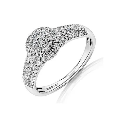 Round Halo Ring With 0.50 Carat Tw Of Diamonds In 10kt White Gold