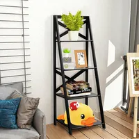 Costway 4-tier Ladder Shelf Bookshelf Bookcase Storage Display Leaning Home Office Decor
