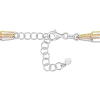 Multi-strand Paperclip Chain Necklace In 3-tone Plated Sterling Silver, 18 In