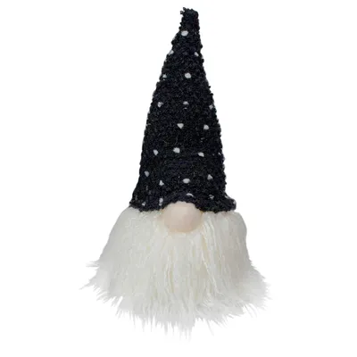 10" Led Lighted Black And White Polka Dot Knit Gnome Christmas Figure