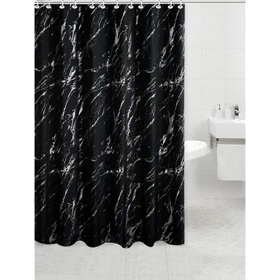 Polyester Silver Foil Marble Printed Shower Curtain