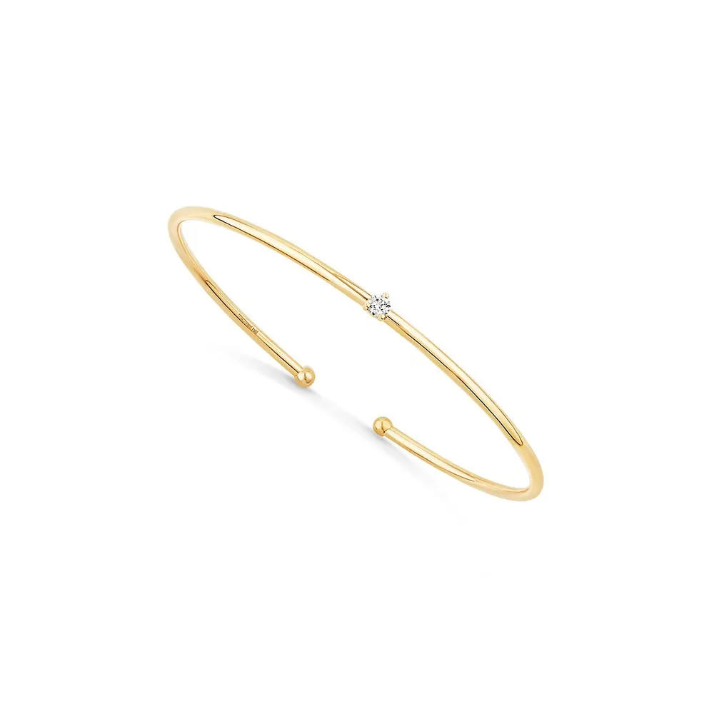 Diamond Accent Torque Bangle In 10kt Yellow Gold