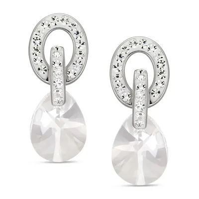 Sterling Silver Crystal Link Drop Earrings