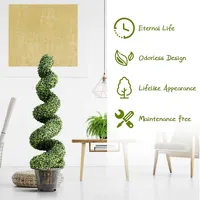 4ft Artificial Boxwood Spiral Tree Faux Tree W/realistic Leaves Indoor Outdoor