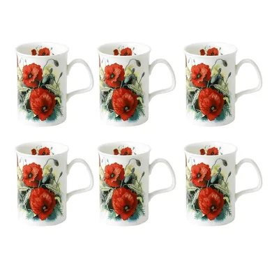 Poppy Set Of 6 Lancaster Mugs