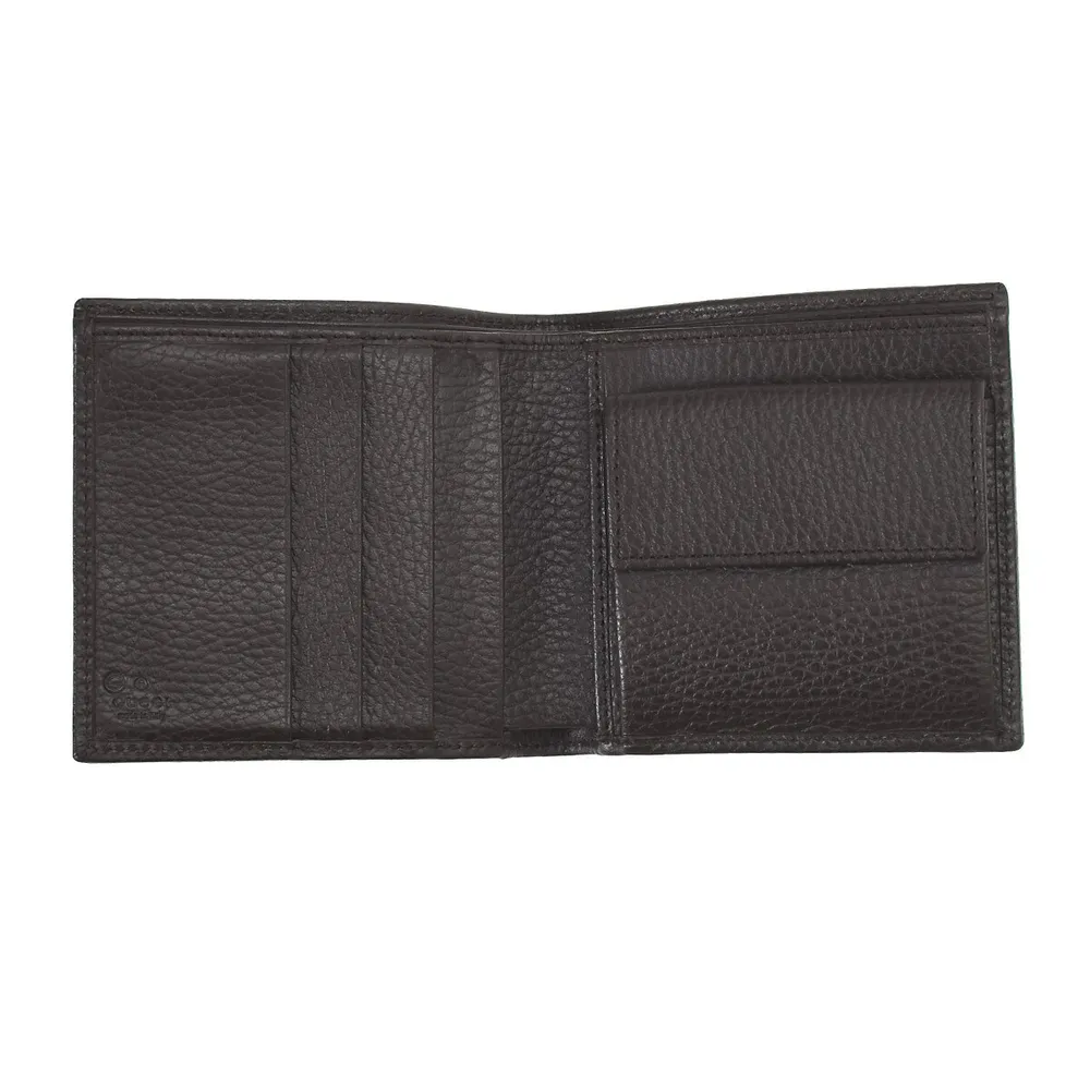 GUCCI Canvas GG Guccissima Coin Pocket Bifold Wallet, Black