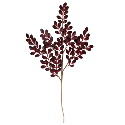 37" Red Glittered Leaves Artificial Christmas Spray