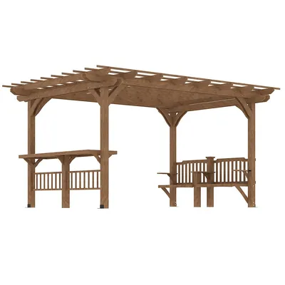 14' X 10' Outdoor Pergola With Bar Counters And Seatings