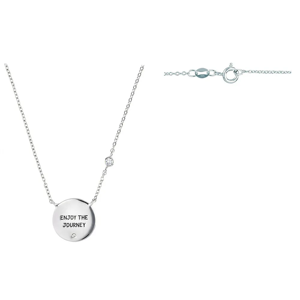 Sterling Silver 18" Enjoy The Journey Pendant Silver Necklace