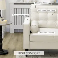 Small Sofa W/ Back Cushion, 2 Pillows, Wood Legs
