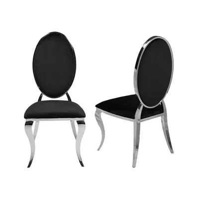 Modern Trends Velvet Bronx Dining Chair (set Of 2) With Chrome Frame And Legs