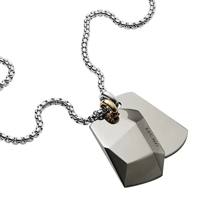 Men's Stainless Steel Double Dog Tag Necklace