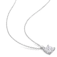2-piece Set 9 Ct Tgw Created Moissanite Square Solitaire Pendant With Chain And Stud Earrings In Sterling Silver