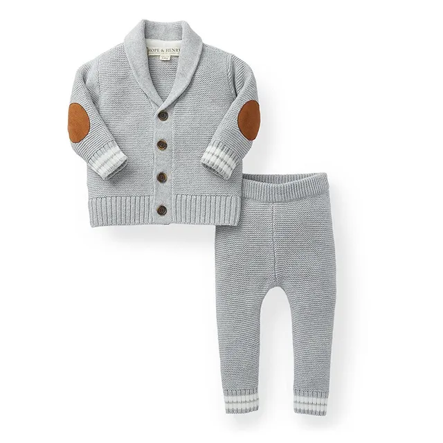 Hope and Henry Unisex Rib Bodysuit And Sweater Overall Set