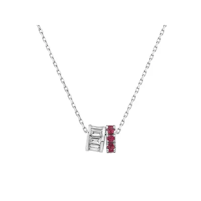 Ruby & Diamond Rondell Pendant With 0.21 Carat Tw In 10kt White Gold