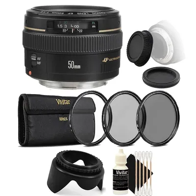 Ef 50mm F/1.4 Usm Lens + 58mm Uv Cpl Nd Kit + Top Accessory Bundle