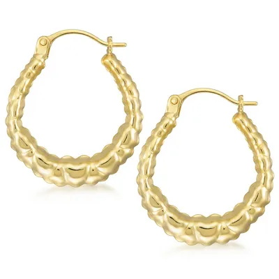 10kt Round Hoop With Hearts Yellow Gold Earrings