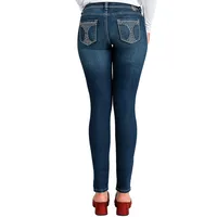 Curvy Fit Medium Blue Denim Stud Bling Pockets Low Rise Skinny Jeans