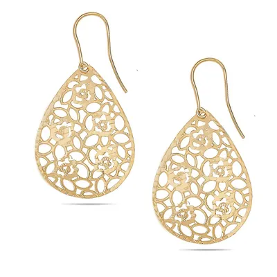 18kt Gold Plated Filigree Drop Earring